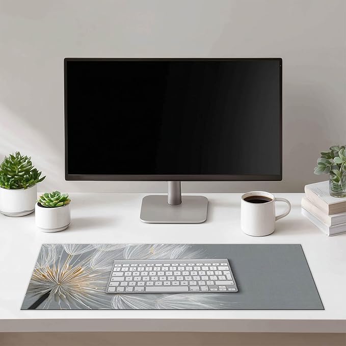 Large Mouse Pad Gaming Mousepad 31.5 x 11.8 Inch Keyboard Desktop Mat Diatomite XL Mouse Pad for Home and Office Desk Accessories with Minimal Dandelion Seed Close-Up Artwork Diatomite
