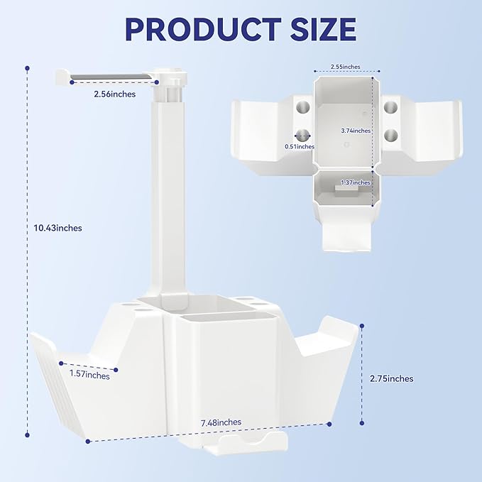 KDD Dual Controller Holder with Headphone Stand - Multi-Functional Desk Storage Box with Phone Holder - Universal Controller Stand with Desktop Organizer for Remote Control Pen Accessories(White)