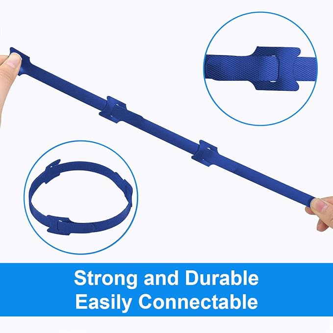 60 PCS 6 Inches Reusable Cable Ties, Wire Ties, Cord Organizer, Cable Organizer, Adjustable Cable Management - Blue