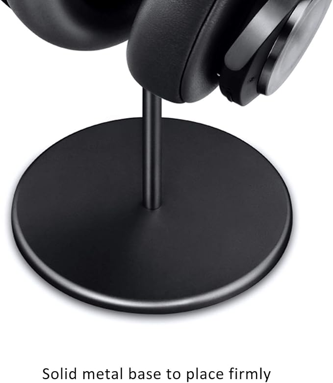 Headphone Stand, Walnut Wood & Aluminum Headset Stand, Nature Walnut Gaming Headset Holder with Solid Heavy Base for All Headphone Sizes (Black)