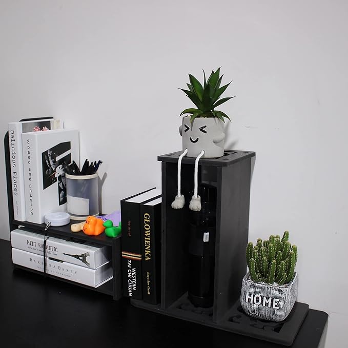 YGYQZ Desk Shelves Desktop Orgnizer Shelf-Black Office Organization for Top of Adjustable Desk Organizers and Corner Bookshelf Table Top Shelving Small Hutch Decorations for Women Office