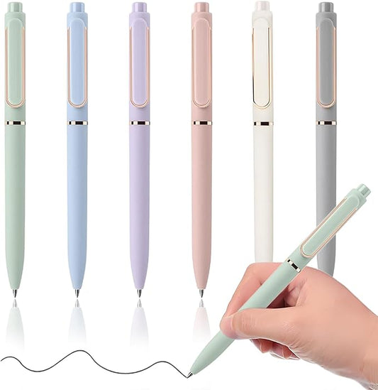 Gel Pens, 6 Pack 0.5mm Fine Point Black Ink Smooth Writing Pens for Journaling, Nurse Aesthetic Cute Office School Supplies, Gifts for Women and Men.