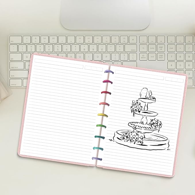 9-Disc Discbound Lined Refill Paper, Classic Size Pre-punched Happy Planners Inserts, 100Sheets/200Pages Loose-Leaf Paper, 100gsm White Paper, 7" x 9.25"