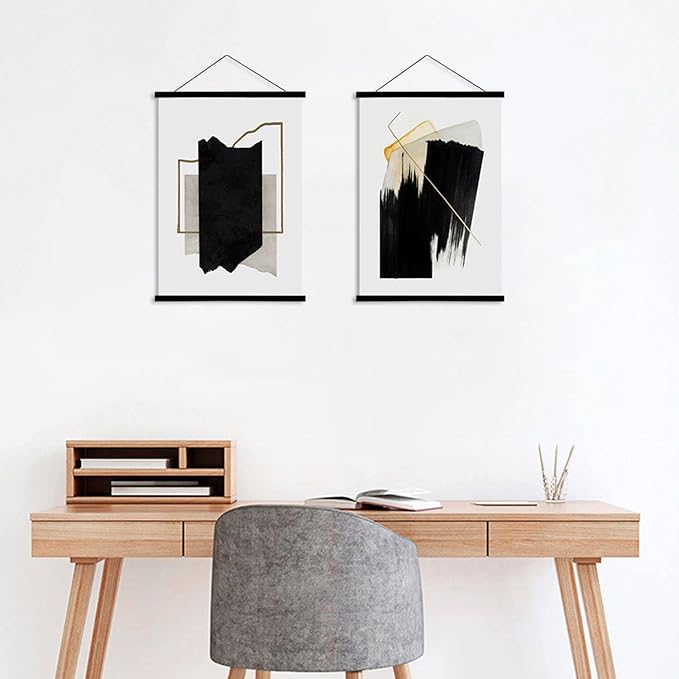 WITCOLOR Magnetic Poster Hanger Frame, 8x10 8x12 8x20 Black Poster Frames Wood Wooden Magnet Hanging Kit for Walls Print Poster Canvas Artwork Diamond Painting (2 Pack)