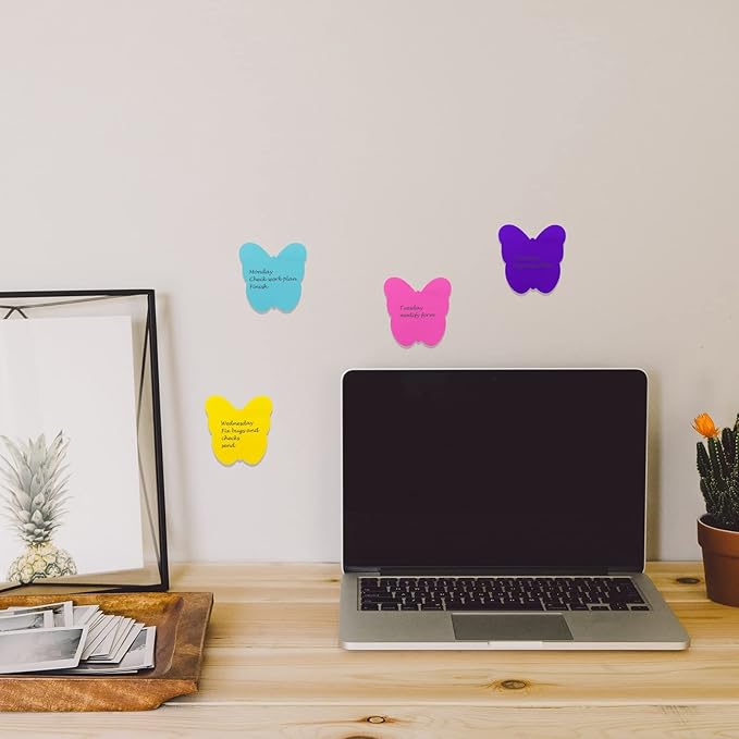 Sticky Notes, 560 Sheets 3 × 3 Inches Butterfly Shape Self Sticky Notes Pad, Colour Sticky Notes, Bright Colors Self-Stick Pads for Home Office Notebook(8 Color)