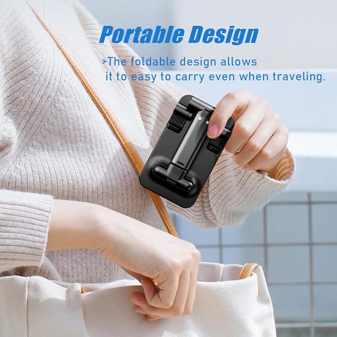 2 Pcs MT-6 Cell Phone Holder, Adjustable Angle and Height, Anti-Slip Silicone Pad, Foldable and Portable, Compatible with 4-8 Inch Devices(Black+Green)