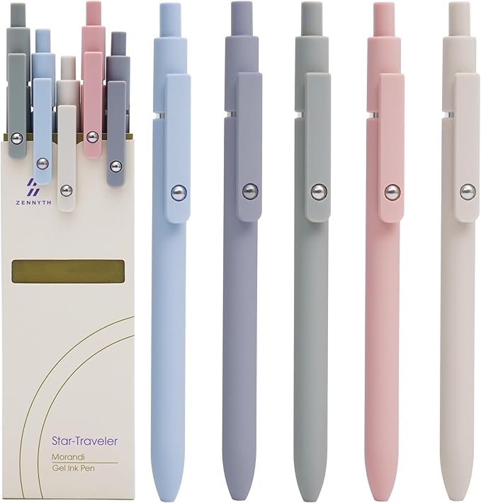 Gel Pens, 5 Pcs 0.5mm Quick Dry Black Ink Fine Point Smooth Writing Pens High-End Series Ballpoint for Office School Supplies (Morandi)
