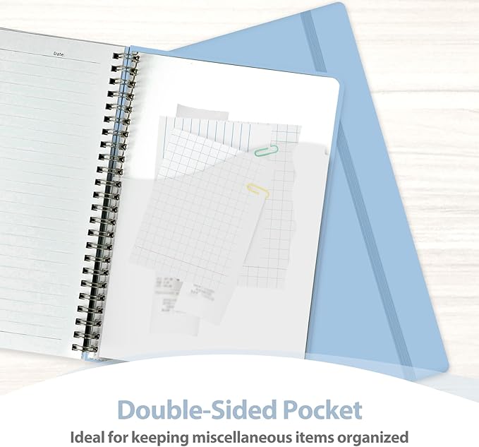 VALOME Journaling Notebooks, A5 Lined Spiral Notebook for Women & Men, 146 Pages College Ruled Hardcover Note Book for Work, Note Taking, Journaling, School, Writing (Blue)