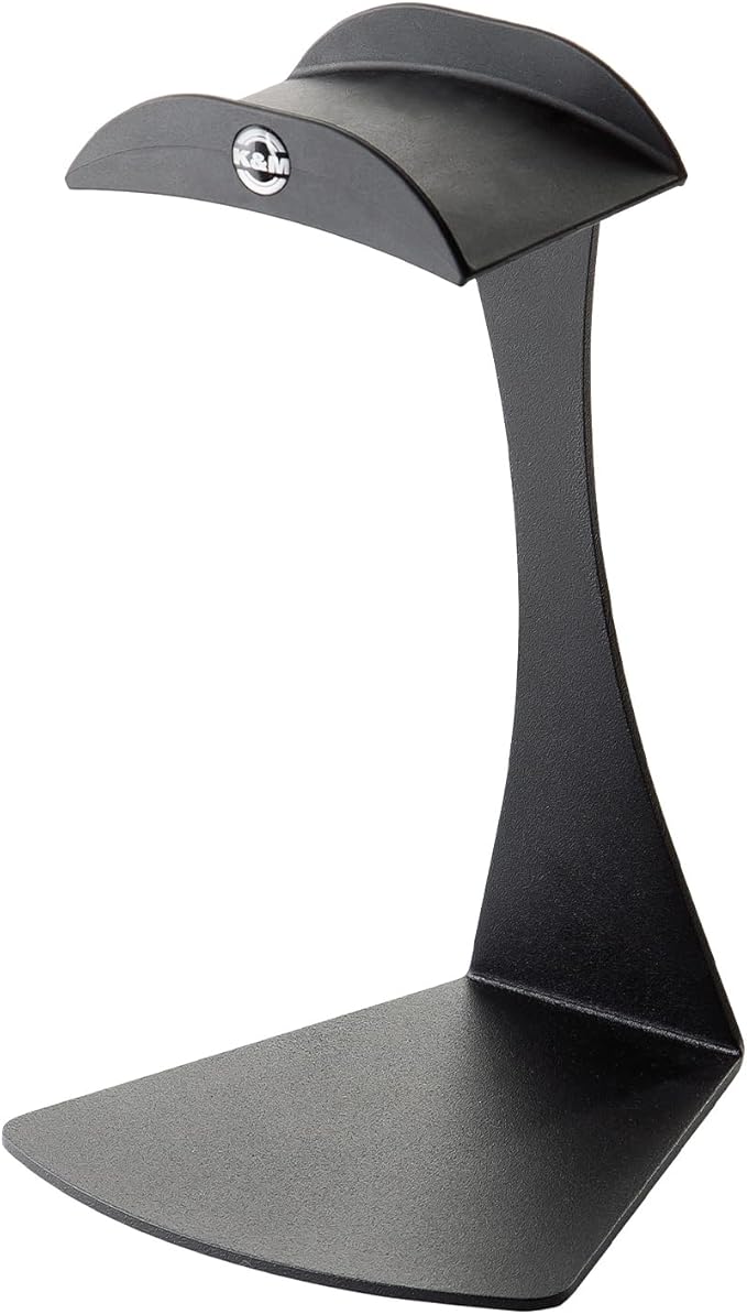 K&M Konig & Meyer 16075.000.56 Headphone Table Free-Standing Holder | Protective Rubber Padded Arm | Slip-Resistant Base | Black Structured Surface | Steel Design | Headset Accessory | German Made