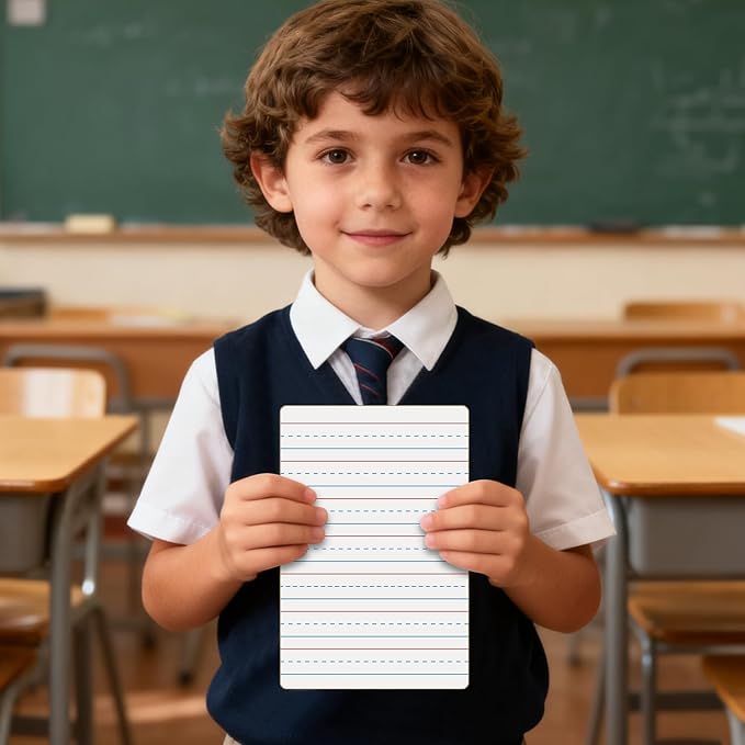 4-Pack Mini Dry Erase Boards, 6"x9" Double-Sided Lined Whiteboards for Students, Teachers – Reusable Boards for Math, English, Handwriting Practice, Ideal for Classroom & Homeschool Learning