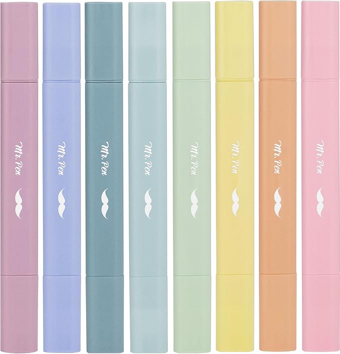 Mr. Pen- Aesthetic Bible Highlighters No Bleed Through Assorted Color, 8pcs, Dreamfield, Cute Highlighter Dual Tip for Journaling Supplies and School Accessories, Bible Highlighters and Pens No Bleed