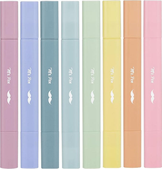 Mr. Pen- Aesthetic Bible Highlighters No Bleed Through Assorted Color, 8pcs, Dreamfield, Cute Highlighter Dual Tip for Journaling Supplies and School Accessories, Bible Highlighters and Pens No Bleed