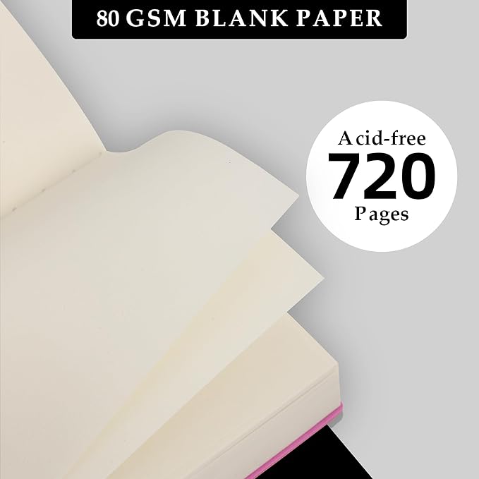 Thick Blank Journal Notebook 720 Pages 3.9 × 5.5 No Lines Soft Leather Pocket Blank Notebook for Women Drawing Book Memo Writing Sketch Diary Notebook (Purple Blank Notebook)