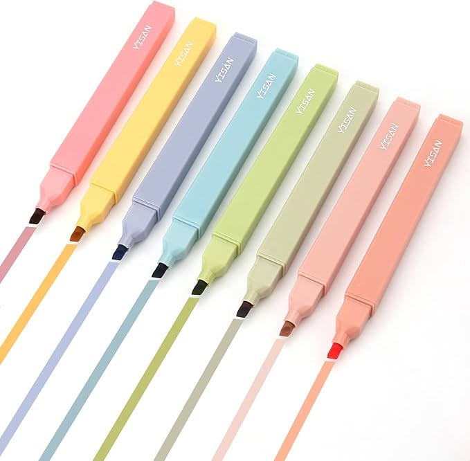 YISAN Highlighters Pastel No Bleed,Assorted Colors Bible Pens,Aesthetic,Soft Tip for Book,Journal,70962