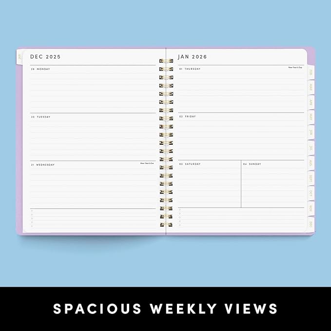 PAPERAGE 2026 Weekly & Monthly Planner, 12 Months (January 2026 - December 2026), 9.2 in x 11.2 in, Spiral Bound 2026 Planner with Weekly, Monthly & Yearly Views, Note Pages & Inner Pocket – Blush