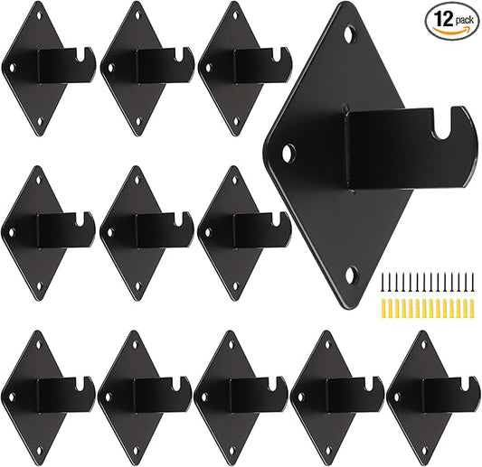 Gridwall Mount Brackets Black, 12 Pcs Grid Wall Accessory for Wall Grid Panels, Perfect for Clothing Stores, Retail Displays, Home, Wall Organization