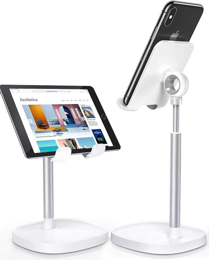 LISEN Cell Phone Stand Adjustable Phone Holer for Desk, Computer Office Desk Accessories for iPhone 16 Holder Women Kitchen Essentials Fits All Mobile Phones Switch Kindle iPads Tablet 4-10in