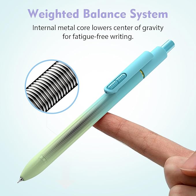 8 Pack Blue Ink Gel Pens，Quick-Dry 0.7mm Fine Point Fidget Pens for Smooth Writing, Journaling & Drawing, Aesthetic Gradient Color Pens for Women, School & Office Supplies (Gradient-Blue Ink)