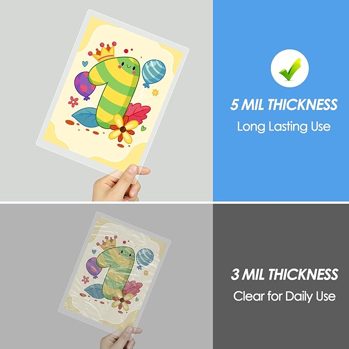 KTRIO 100 Pack Thermal Laminating Sheets 5 Mil, Hold 5 x 7 inch Photo Laminating Pouches for Laminator, Clear Lamination Paper 5.3 x 7.4 inch, Laminate Protection Round Corner, Home & Office Supplies