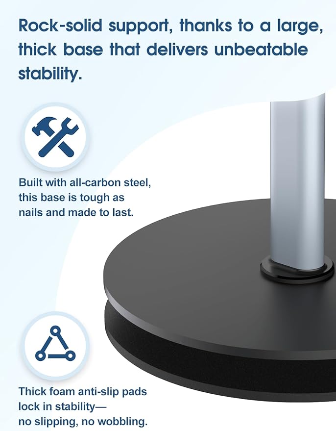 Heavy Duty Aluminum Overhead Phone Stand for Recording, Adjustable iPhone Tripod for Overhead Shots, Sturdy Stand for Cooking, Crafting, Filming, Painting – Perfect for Creators（Clip）