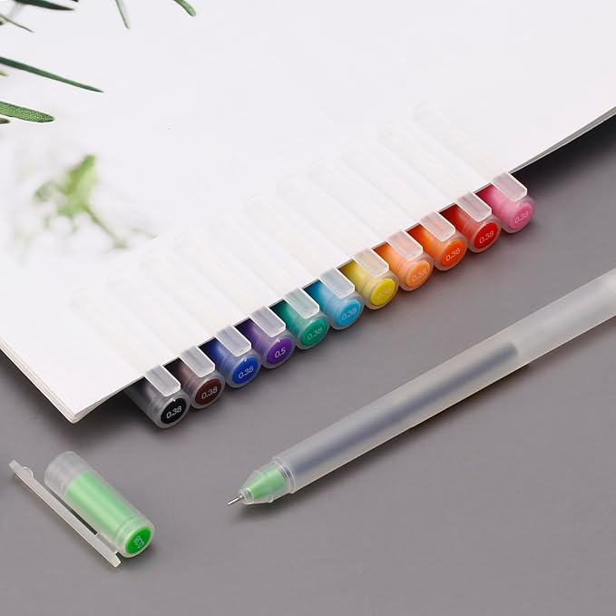 0.5mm Gel Pen Fine Point Colorful Pens for Journaling,12 Color Journal Pens Smooth Writing Colored Pens,Assorted Colors, Pack of 12