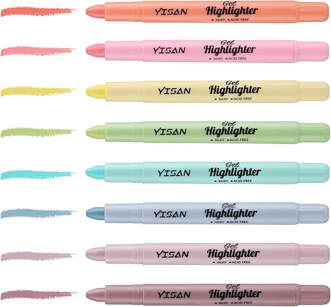 YISAN Bible Highlighter, Dry Highlighter,No Bleed Marker Pens, 8 Sorbet Colors,70641