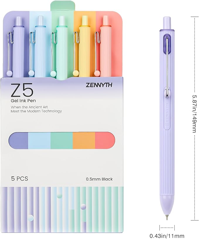 Ddaowanx Gel Pens,5Pcs Fine Point Smooth Writing Pens with Textured Silicone Pen Sleeve into a Sensory ADHD Tool,0.5mm Quick Dry Black Ink for Journaling,Writing,Note Taking,Office&School Supplies