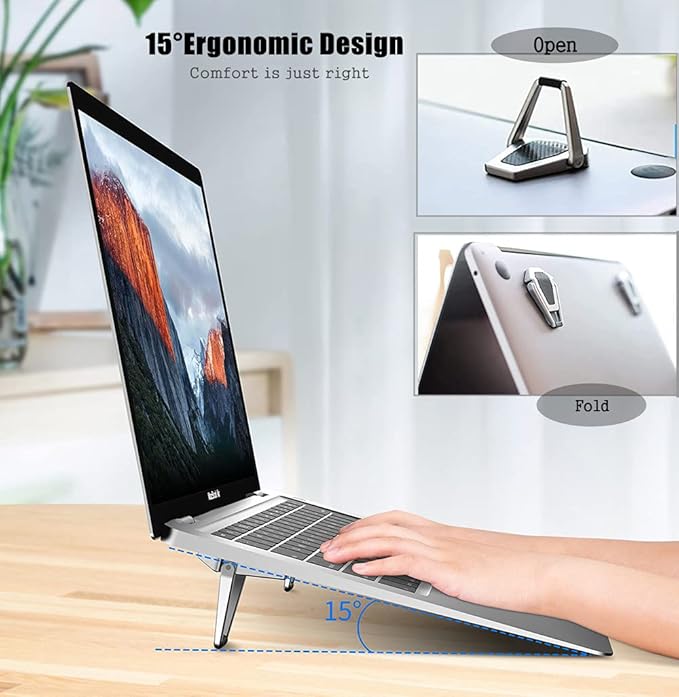 Portable Invisible Laptop Stand, Mini Aluminum Cooling Pad,Computer Keyboard Mount Kickstand,Ergonomic Lightweight Laptop Desk Stand (2pack（4pcs）)