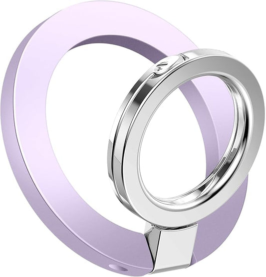 GVIEWIN Magnetic Phone Ring Holder, Compatible with MagSafe Phone Grip with Adjustable Stand, Magnet Phone Ring Kickstand for iPhone 17/16/15/14/13/12 Pro Max Plus Air/Other Phones (Lilac)