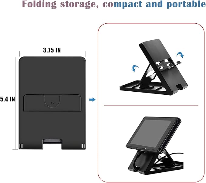 UDEE Bracket for Nintendo Switch, Steam Deck,Phone,iPad, Portable Folding Non-Slip Stand,4 Levels Angle Adjustment-Black