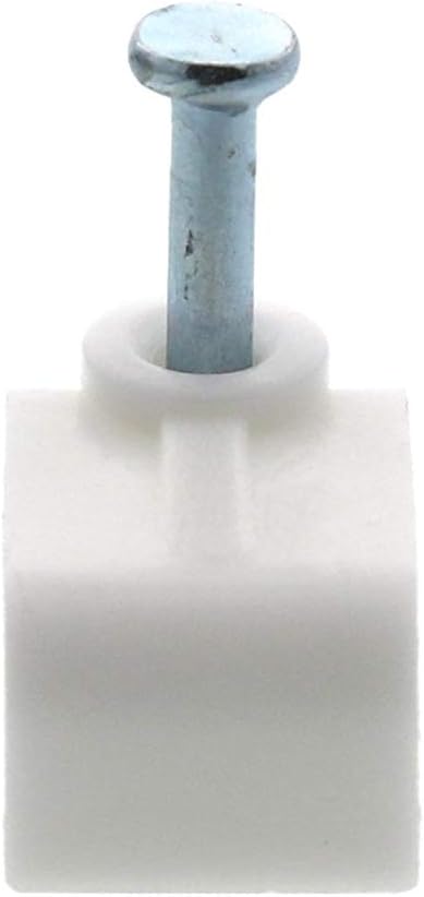 Secure 8mm White Flat Nail Cable Clip for Coax, Ethernet, and Telephone Cable Management - 100 Pack