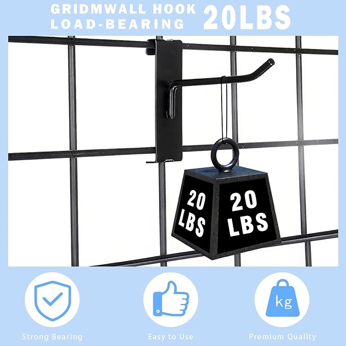 Gridwall Hooks 4 Inch, 100PC Heavy Duty Black Display Hooks for Grid Wall Panels, Grid Wall Accessory for Retail Store, Home Stroage, Garage, Trade Show