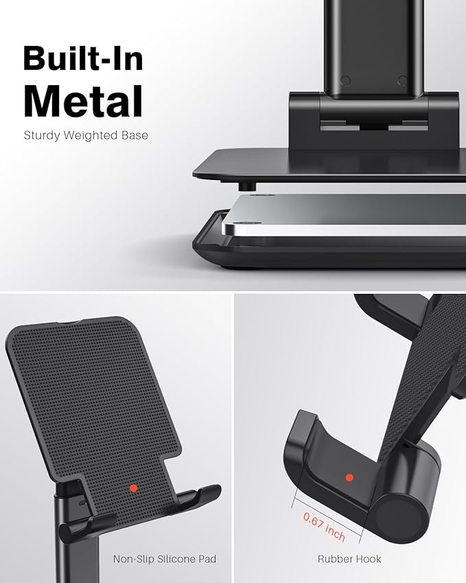 Anozer Tablet Stand Foldable & Adjustable, Monitor Stand 5.55*3.94" Wide, Fit for iPad Holder Stand Compatible with iPad Pro 11, 12.9/iPad 10.9 10th, Surface Pro, Portable Monitor 4.7-15.6"