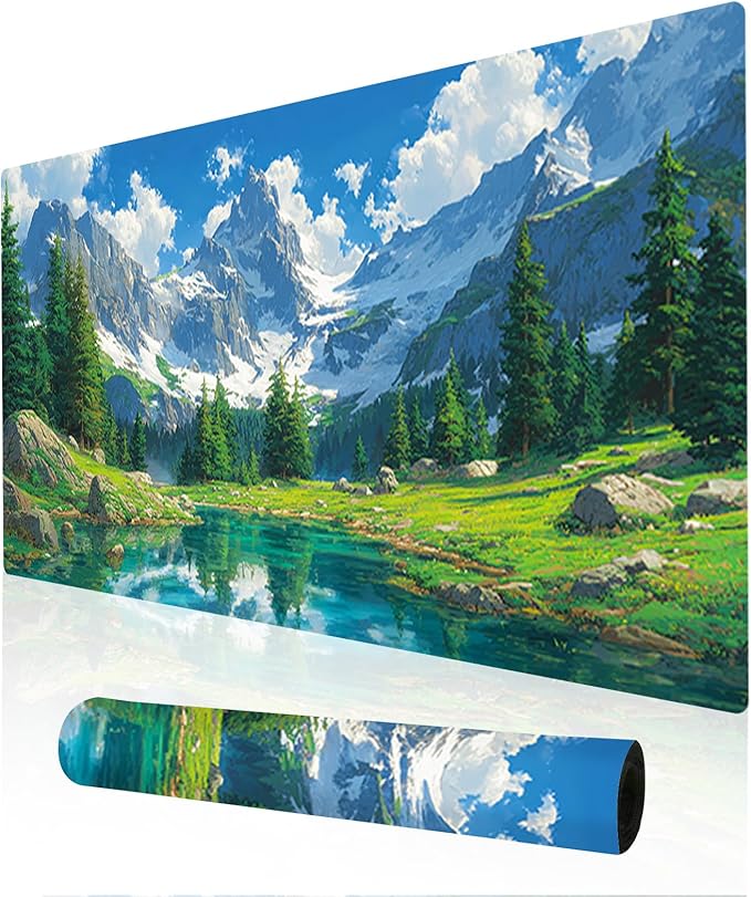 Nuxovilar Mountain Lake Large Mouse Pad Gaming Mouse Pad Polyester 11.8x31.4 Inches for Home, Studio, Office, Serene Decor for Nature Lovers