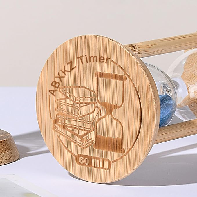 Large Hourglass 60 Minute,Bamboo Sand Timer, reloj de Arena 60 Minuto- Decorative Sandglass for Tea Time,Classroom,Office,Cooking,Blue