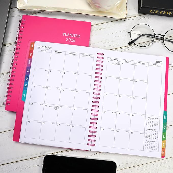 2026 Planner - Planner 2026, 2026 Planner Weekly and Monthly with Tabs, Jan 2026 - Dec 2026, 6.25" × 8.3", Strong Twin-Wire Binding
