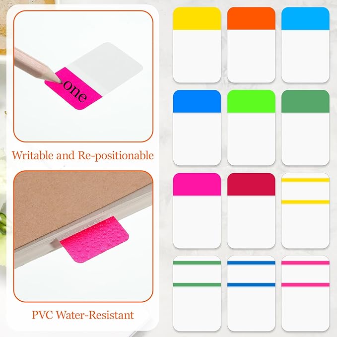 1 Inch Sticky Index Tabs Book Page, 960 PCS Sticky Tabs for Notebooks Writable and Repositionable Page Flags Colored Binder Markers Labels for Books, Binders, Papers, Documents, File Folders