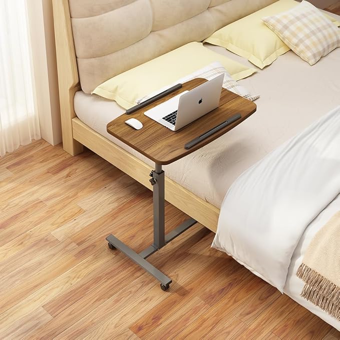 Laptop Table Mobile Adjustable Height Portable Desk Notebook Swivel PC Computer Rolling Desk with Wheels, Laptop Stand for Couch Bedside Hospital Bed Table