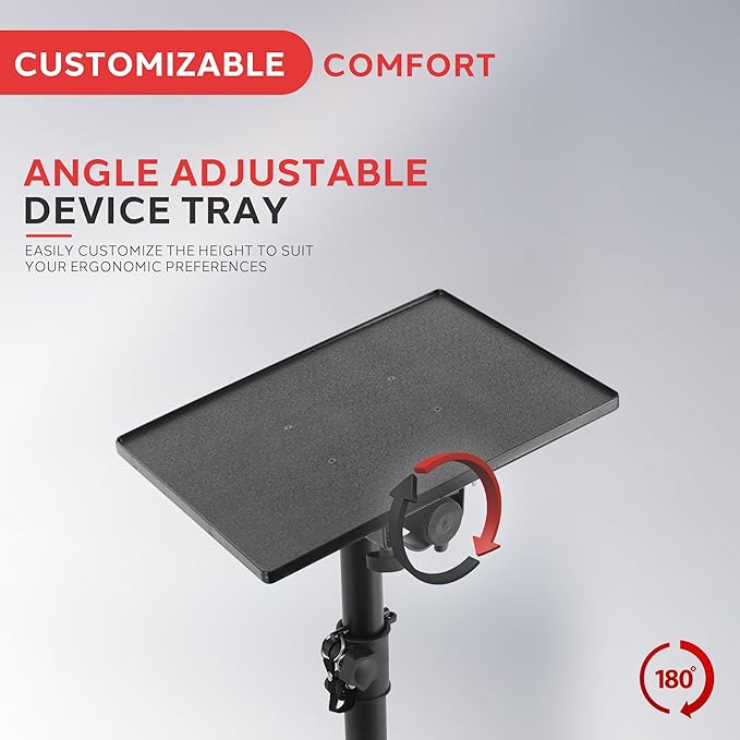 Pyle Universal Laptop Projector Tripod Stand - Adjustable Computer, DJ Equipment Holder Mount with 14'' x 11'' Plate, Height Adjustable 22 to 35 Inches - Portable for Stage, Studio,Home,and Office Use