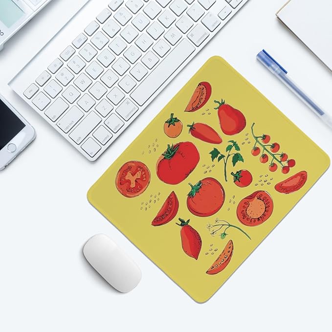 Yellow Mouse Pad,Cottagecore Tomato Mouse Pads,Girly Summer Tomato Decor Desk Mat for Home Office Dorm Desktop,10.2x8.2 Inch