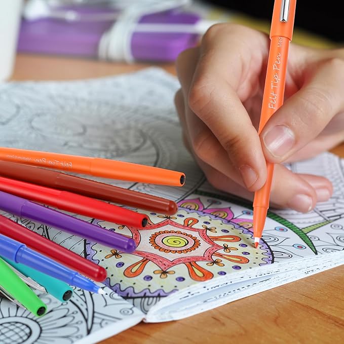 240 Pcs Felt Tip Pens 0.7mm Medium Point Felt Pen Bulk 12 Colors Markers Journal Planner for Teachers Journaling Writing Note Art Office Supplies