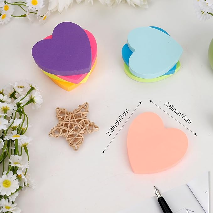 Heart Sticky Notes 800 Sheets 3x3 inch Self-Stick Note Pads for Notebook Office School Teacher Supplies Desk Accessories Valentines Day Gifts Galentines Day Decorations 100 Sheets/pad 8 Pads