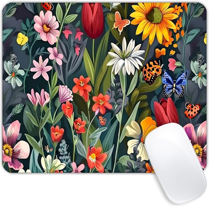 Butterflies and Flowers Mouse pad Customized Mousepad Non-Slip Rubber Base Mouse Pads for Computers Laptop Office Desk Accessories Mouse pad