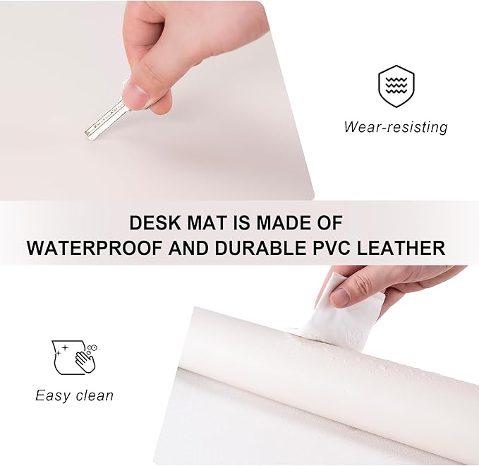 Leather Desk Pad Protector,Non-Slip Desk Pad,on-Slip PU Leather Large Mouse Pad,Easy Clean Desk Protecor Mat,Writing Pad for Office Work/Home/Decor(Brown, 31.5" x 15.7")