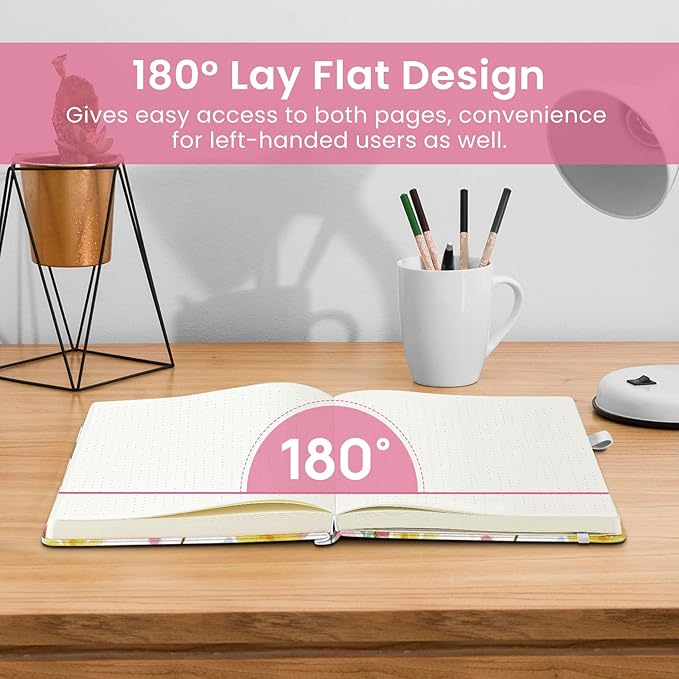 Taja Pretty Dotted Journal for Women, Aesthetic Cute Hardcover Leather Journal for Writing, A5 Journaling Notebook for Work & Sketch, Perfect for Office School Home, 160 Pages, Bloom Floral