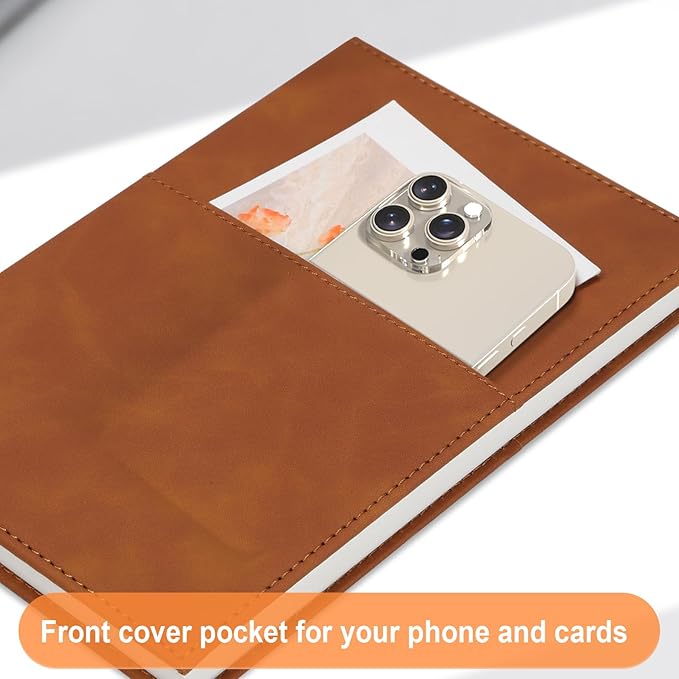 COMIX Lined Journal Notebook - 240 Pages 5.6" x 8.3" Journaling Notebook for Women & Men, Fits for Work, Diary, Travel, School, Business, Church, Hardcover, A5, College Ruled, Brown