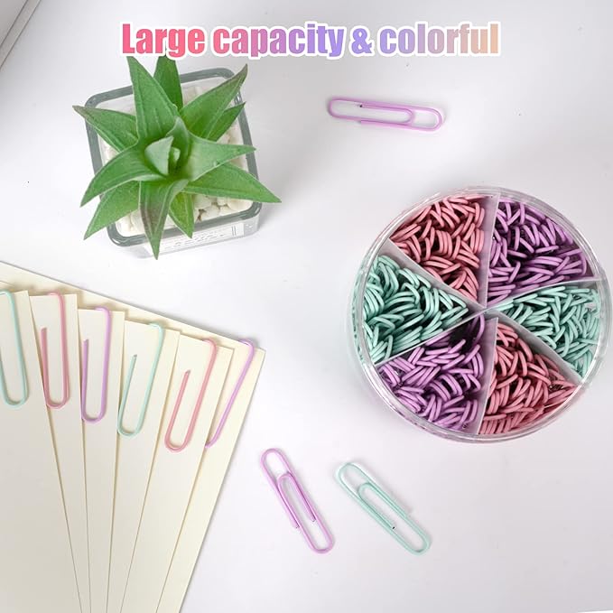 Macaron Colored Paper Clips, Large Paper Clip, 2" Jumbo Paper Clip,300pcs Big Paper Clips for Office Supplies