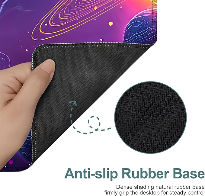 Interstellar Extended Gaming Mouse Pad 35.4x15.7Inch Large Desk Mat Anti-Slip Rubber Base & Durable Stitched Edges for Gamers Smooth Mouse Writing Surface for Desk Office/Home