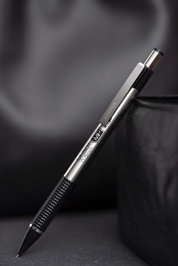 Zebra Pen Stainless Steel Writing Set, M-301 Mechanical Pencil and F-301 0.7mm Ballpoint Black Ink Pen, Ideal for Note-Taking, Sketching and Journaling, 2-Pack (57011)