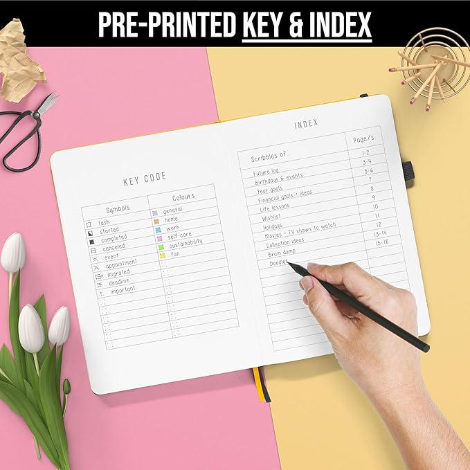 Bullet Dotted Journal Dot Grid Notebook | A5 Daily Journaling Notebooks for Personal Writing, Work, Women | 160gsm Thick Paper, Hard cover, Lay Flat Binding | 5x7 Journals Cuaderno Libretas de apuntes